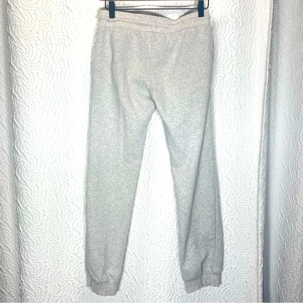 Converse Girls XL 14/16 Gray Silver Sparkle Fleece Jogger Sweatpants Logo